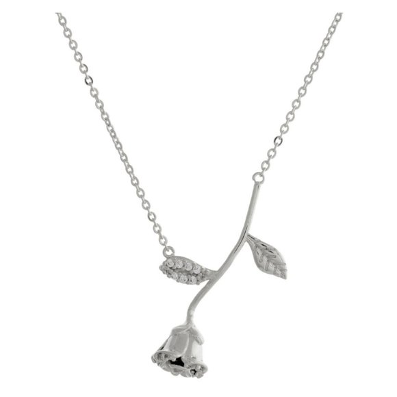 Rose and Rhinestone Short Metal Necklace - Picture 1 of 1